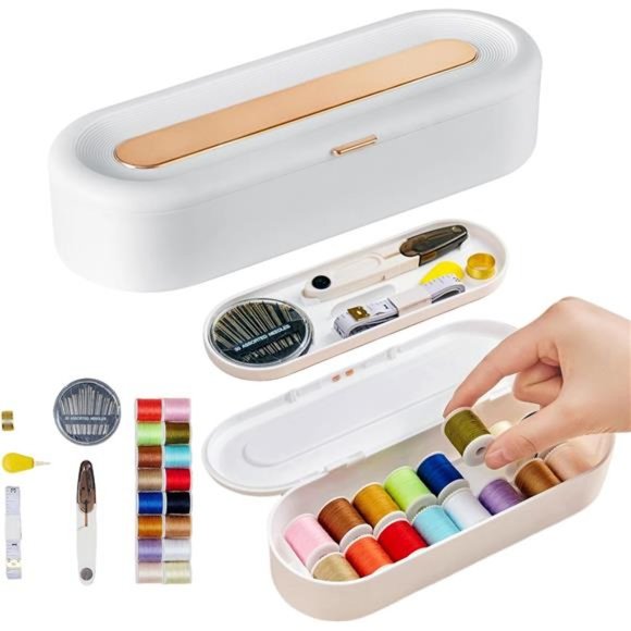 White Sewing Kit, Portable Sewing Project Kit Multifunctional Sewing Supplies - Picture 1 of 6